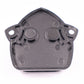Gray plastic fuse holder base with mounting holes and contact recesses