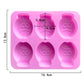 Pink silicone fish mould with size diagram; 16.4 x 13.8 cm, cavity 5.8 x 4.5 cm.