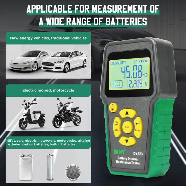 Handheld battery internal resistance tester DUOYI DY223 with LCD display