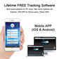 Mobile and web app screens for GPS tracking software with dashboard layout