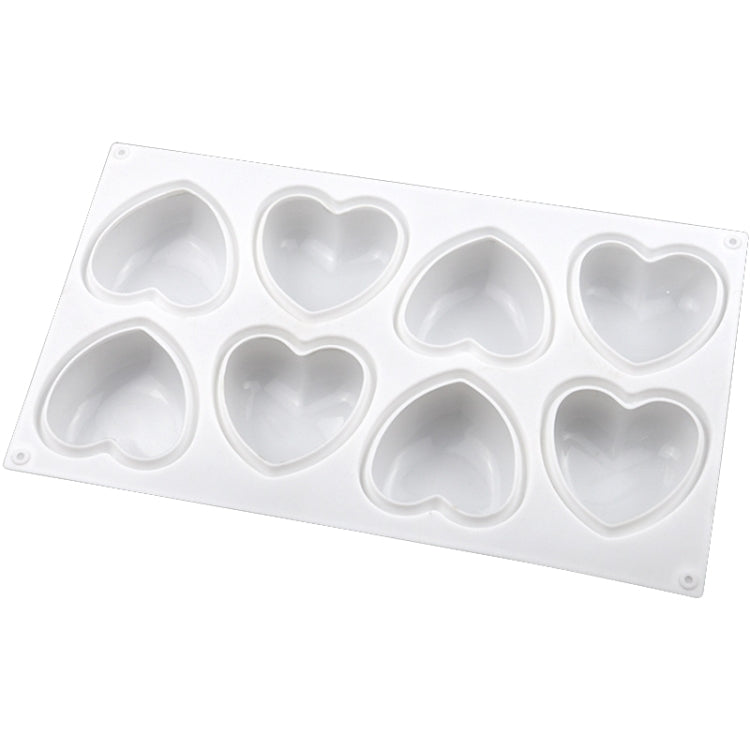 Silicone heart chocolate/soap mold with 8 heart cavities, white tray