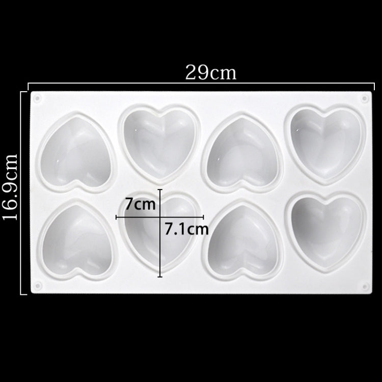 Silicone 8-cavity heart mold, rectangular tray with heart impressions