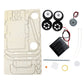Solar car DIY wooden parts set: cut plywood, wheels, solar panel, motor, and wiring