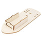 Wooden boat hull base with cutout slots and channel edges for assembly