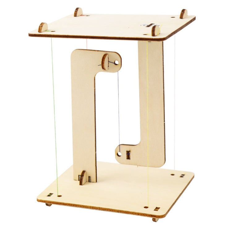 Wood physics levitation balance toy, wooden frame with window cutout and base