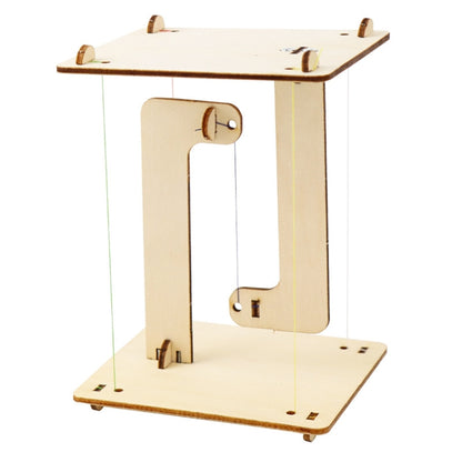 Wood physics levitation balance toy, wooden frame with window cutout and base