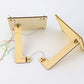 Wood physics balance toy parts with multicolored strings and wire guide cutouts