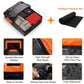 Waterproof roof storage bag with orange-and-black panels; includes roof protection mat