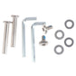Luggage wheel replacement hardware: metal brackets, screws, and flat washer set