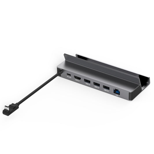 Black Type-C docking station hub with side port cluster and cable