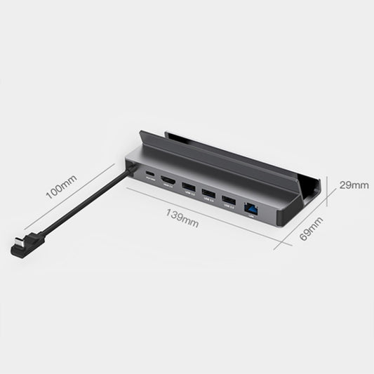 Type-C docking station hub with 100mm cable and port bar dimensions