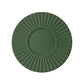 Green silicone heat insulation mat with round ridges and a flat circular center.