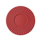 Red silicone heat insulation mat with fan-like ridges and a raised round center.
