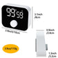 Digital rotating kitchen timer, front view with LED time display and size dimensions