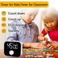 Digital kitchen timer on tabletop with LED countdown display and round dial