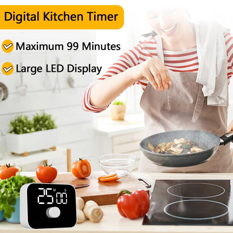 Digital kitchen timer with large LED digits and rotate-to-set dial for cooking