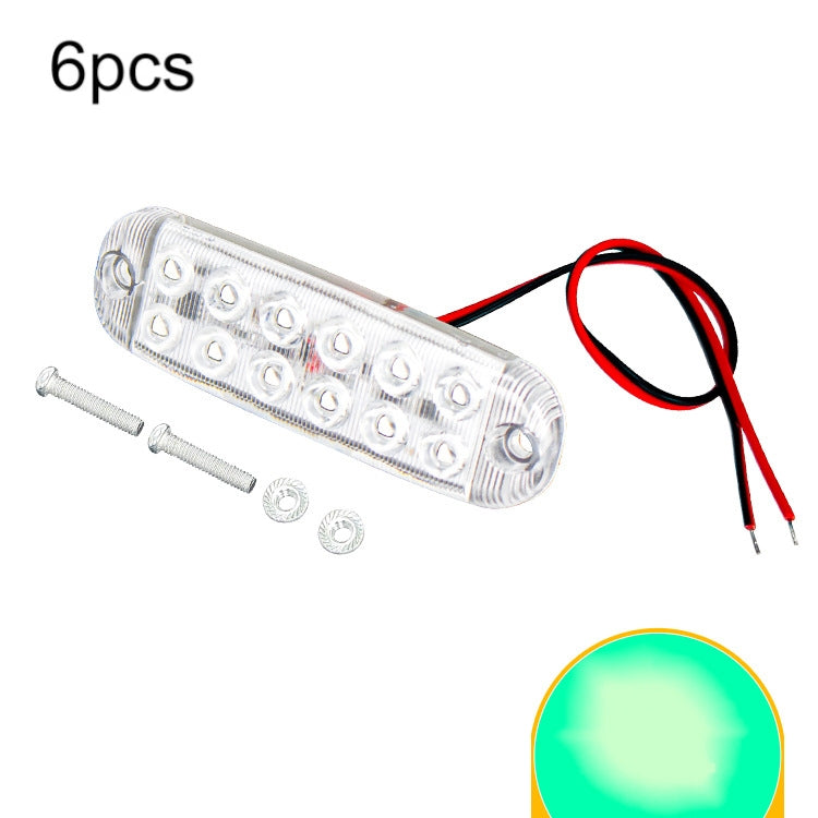 Flashing green LED warning light bar with clear cover, red/black wiring and screws
