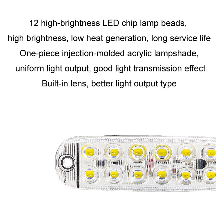 Close-up of LED chip warning light bar with built-in lens and yellow diodes