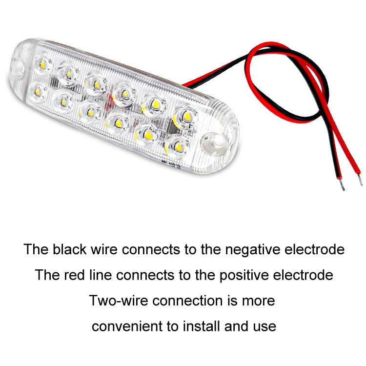 LED warning light bar with two-wire connector leads: red and black power wires