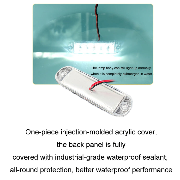 Waterproof LED warning light with clear one-piece acrylic cover and wiring