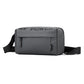 Gray men’s single-shoulder crossbody chest bag with front zipper pocket and adjustable strap