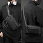 WEPOWER men crossbody chest bag, black, adjustable strap and zippered front pocket