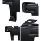 Black car phone holder bracket close-up with mount pads and open cradle