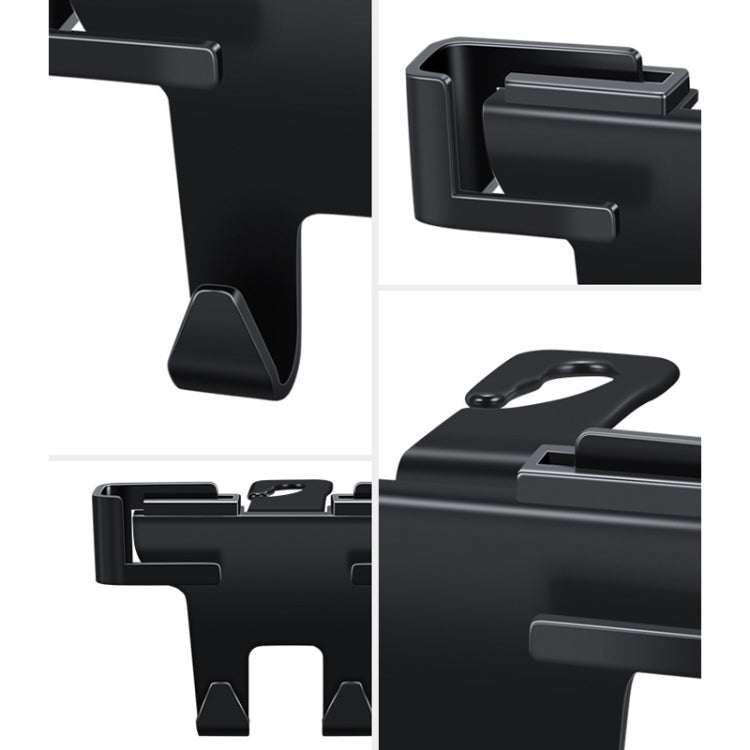 Black car phone holder bracket close-up with mount pads and open cradle