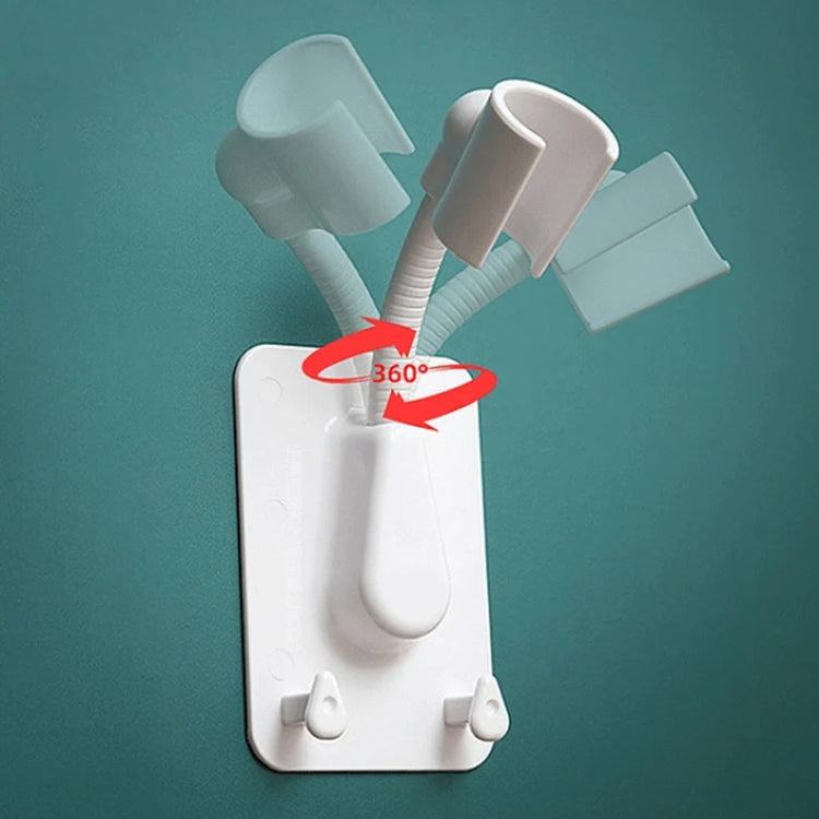 White shower rack with 360-degree rotating hook holder on square base