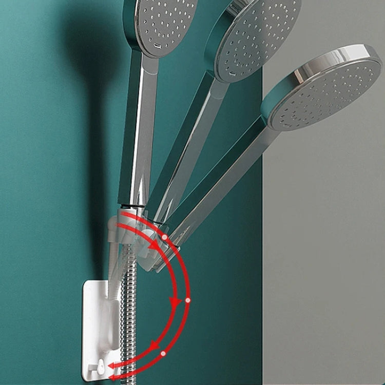 White shower rack mount with adjustable flexible hose and rotating head