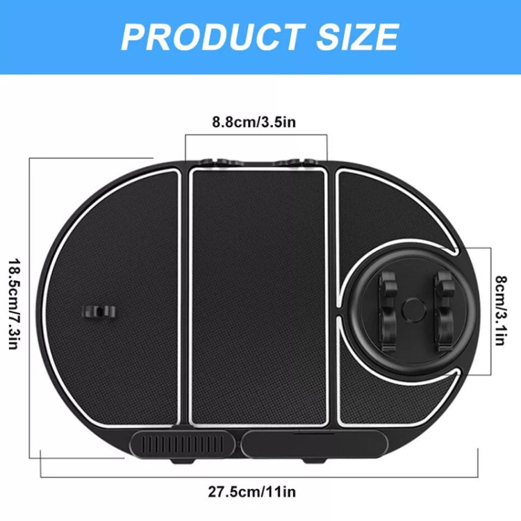 Black car phone holder silicone anti-skid pad with dimensions and circular mount