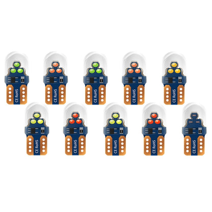 10-pack LED W5W width indicator bulbs, blue and amber circuit boards with COB chips
