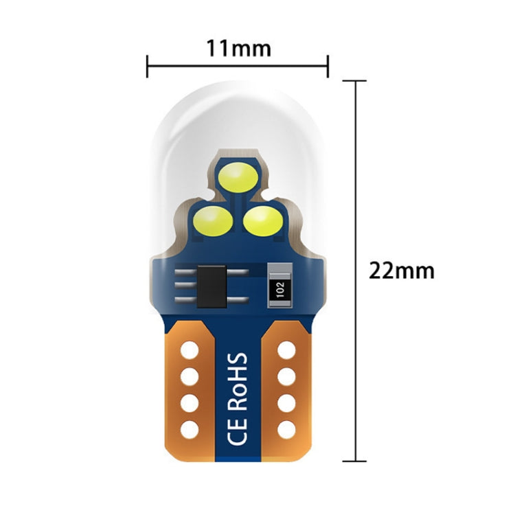 W5W LED width indicator bulb with dimensions 11mm by 22mm, COB LED and circuit