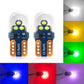 LED width indicator bulbs showing bright white and colored light output (blue, red, green, purple)