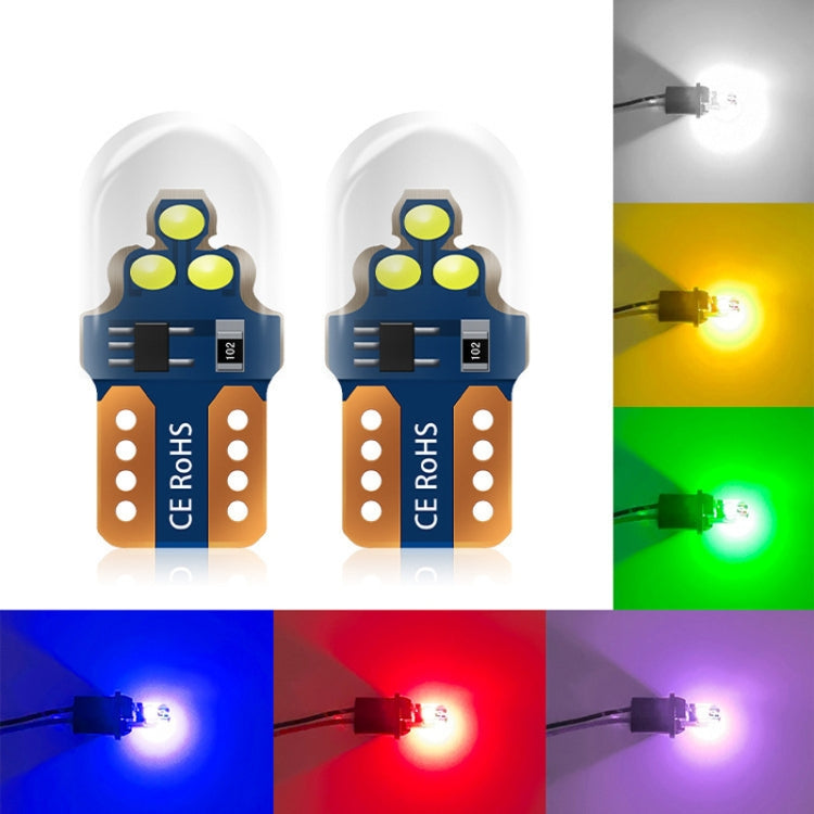 LED width indicator bulbs showing bright white and colored light output (blue, red, green, purple)
