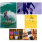 Diamond traction surfboard pads shown on boards in pink, blue, and black
