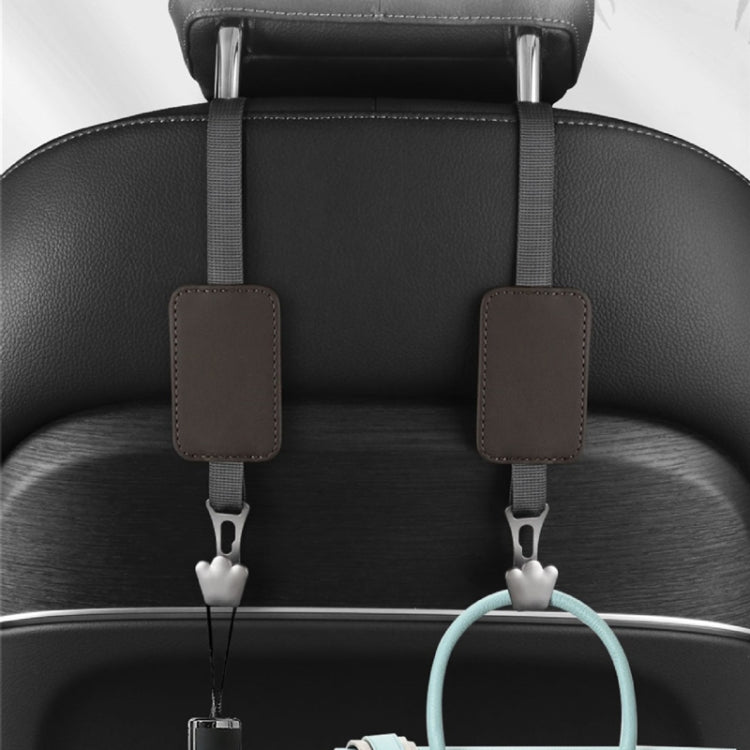 Grey seatback hook organizer with two straps and two hanging clips