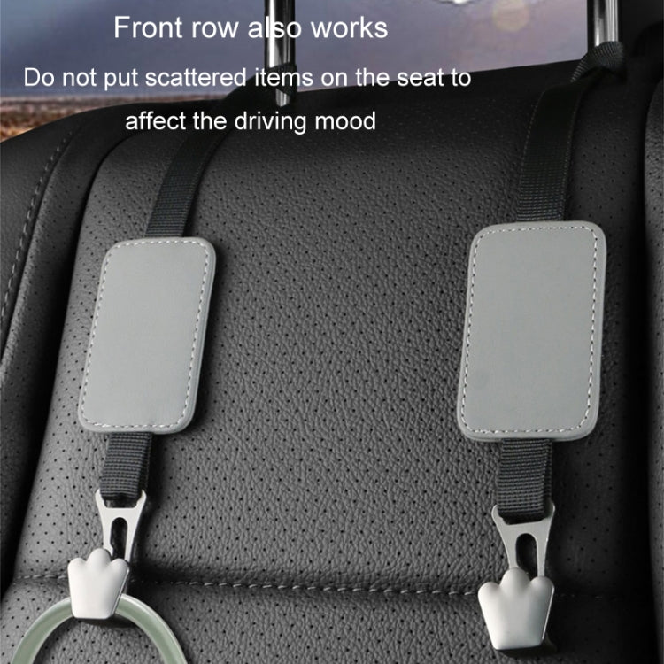 Grey seatback hook organizer front row view with two hanging clips