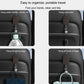 Grey seatback hook organizer showing hanging bottle, umbrella, and bags
