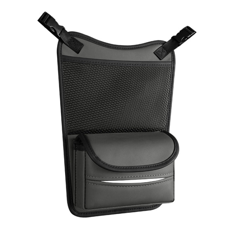 Car seat organizer storage bag with top strap and front tissue holder pouch