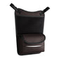Car seat organizer storage bag with textured front panel and brown-toned tissue pouch