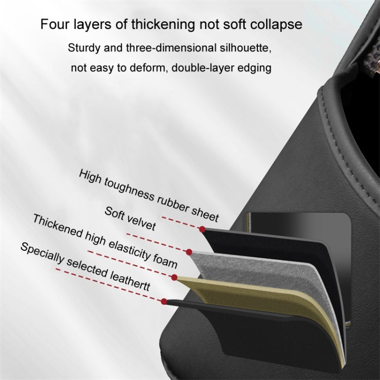 Car seat organizer bag corner detail showing padded layers and stitched edge