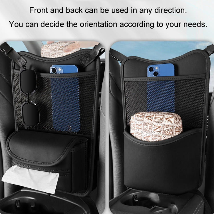 Car seat organizer bag with adjustable orientation for front or back seat use
