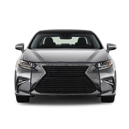Black car front insect protection net covering the grille opening