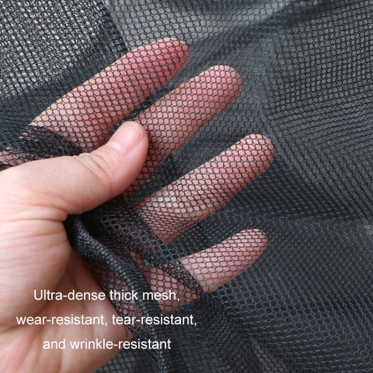 Ultra-dense black insect protection net mesh fabric close-up