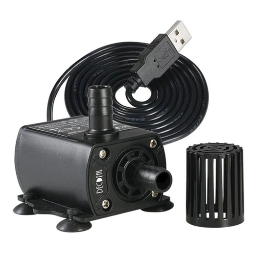 USB brushless water pump with submersible nozzle and black USB power cable