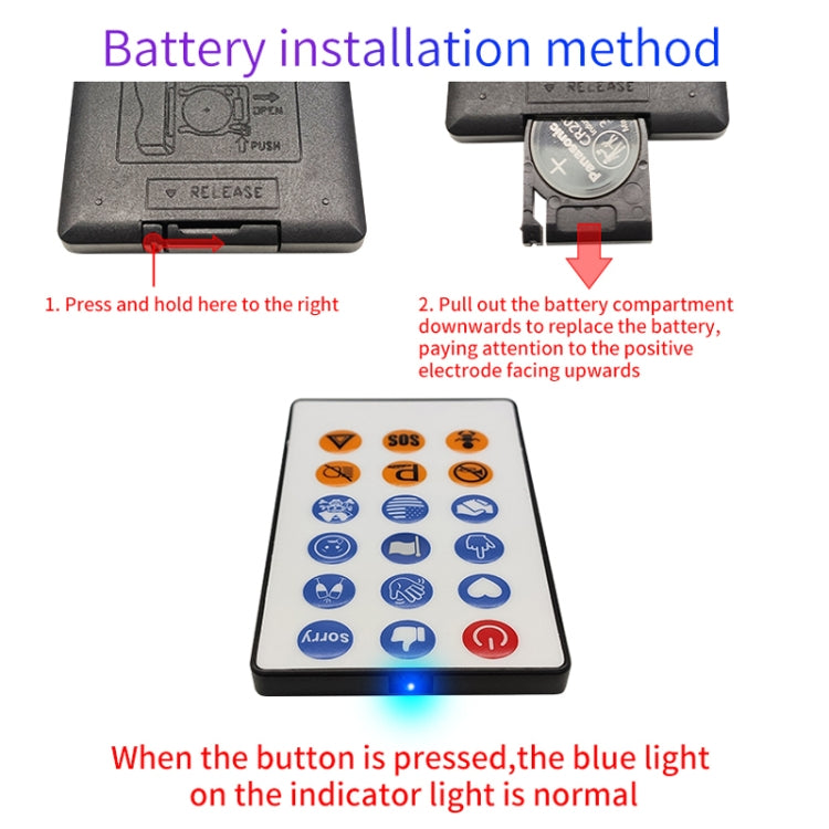Car LED emoticon light remote control, rectangular keypad with colorful icon buttons