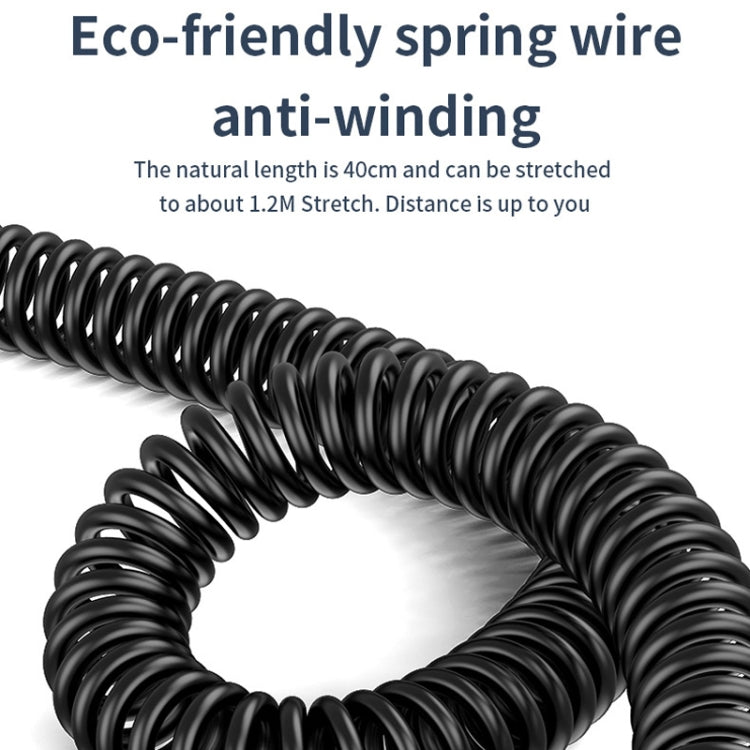 Black coiled spring cable for Bluetooth car audio adapter, anti-winding design