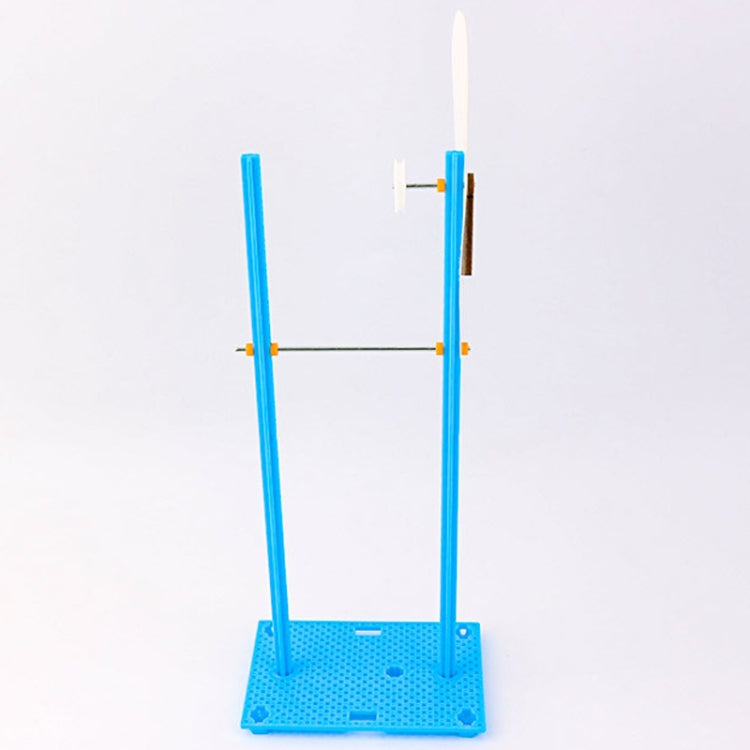 Blue base water-drop clock frame with two vertical posts and hanging wheel