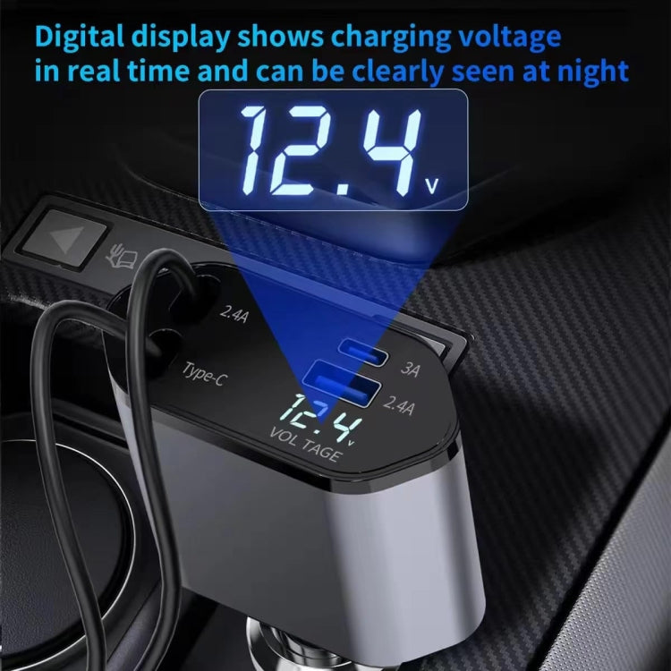 Car fast charger with bright blue digital voltage display and dual USB outputs